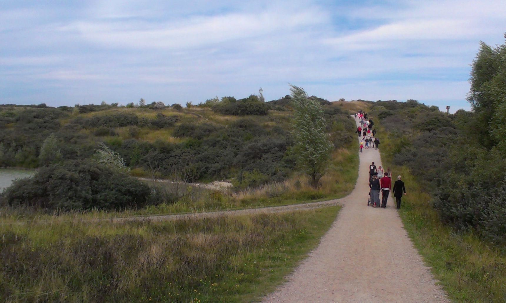 Folk går tur i Hedeland