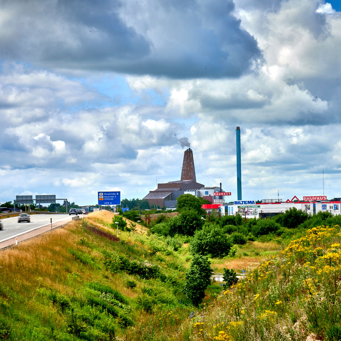 Roskilde set fra motorvejen
