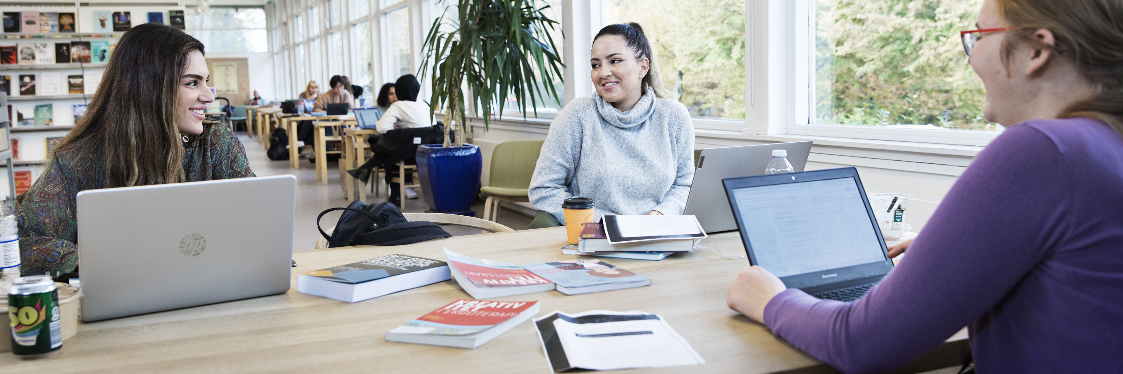 En gruppe studerende på biblioteket
