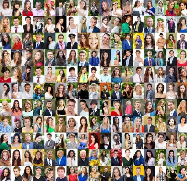 Mange billeder af forskellige personer.