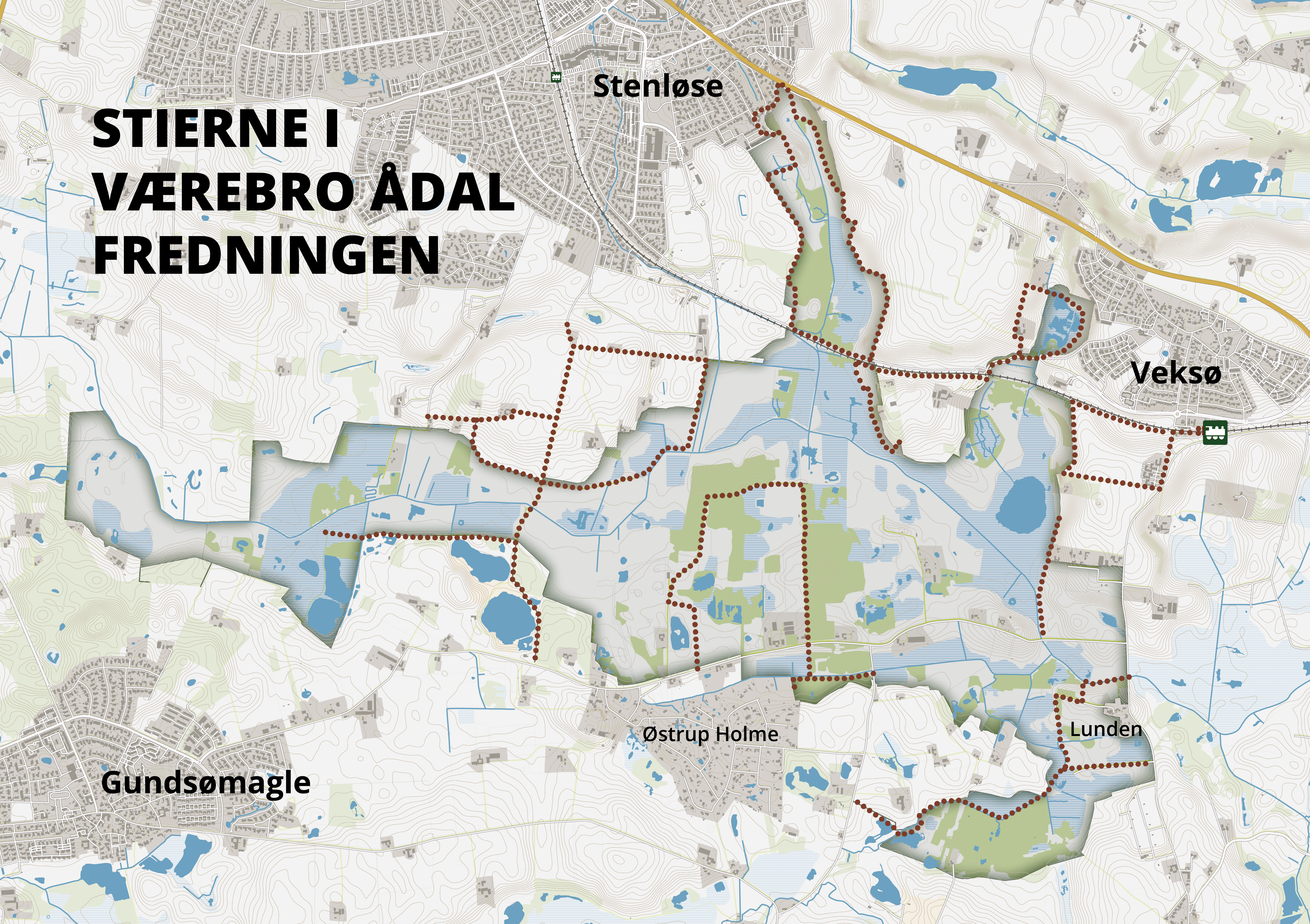 Oversigtskort over Værebro Ådal Fredningen