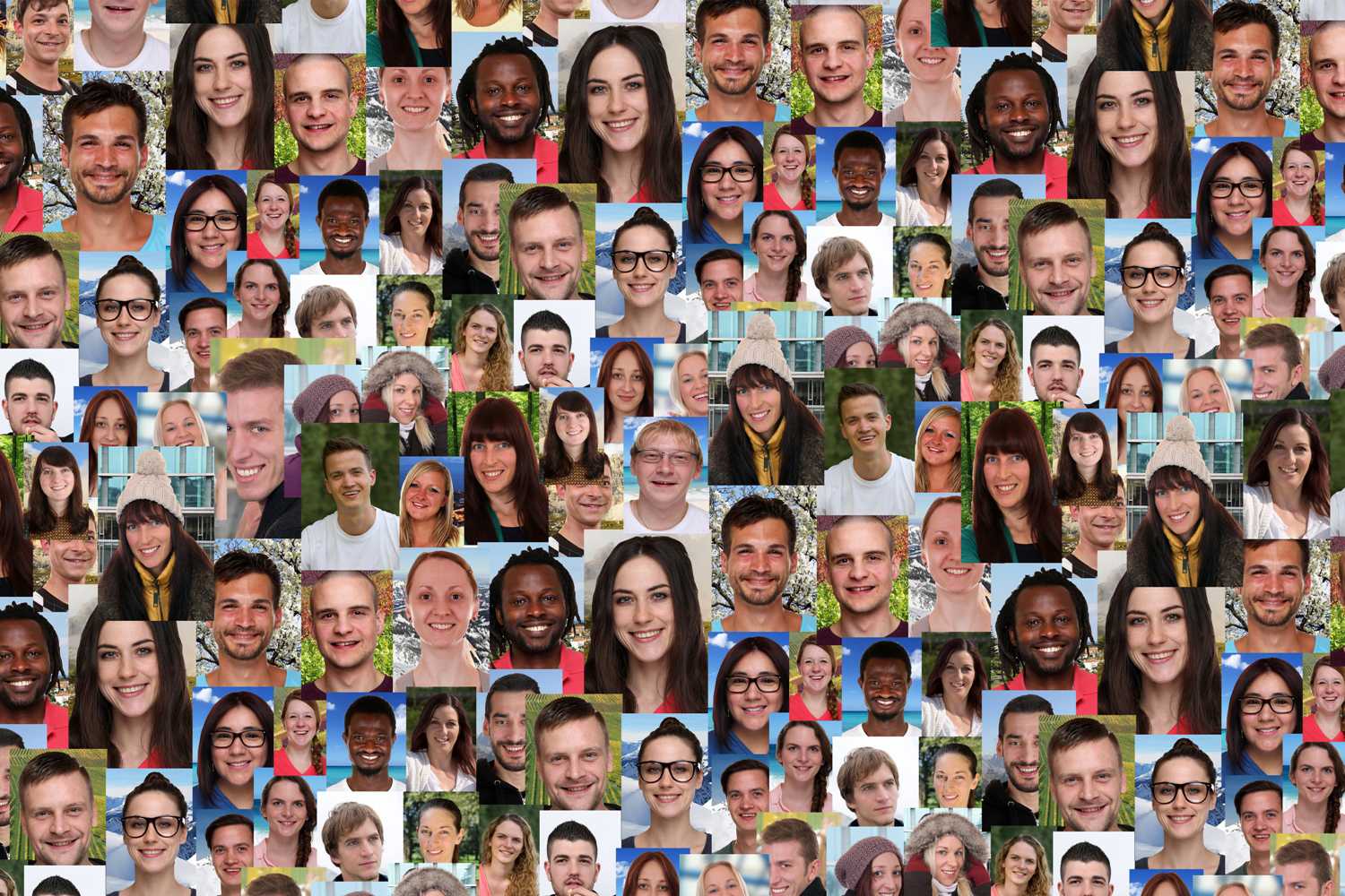 Mange forskellige billeder af ansigter