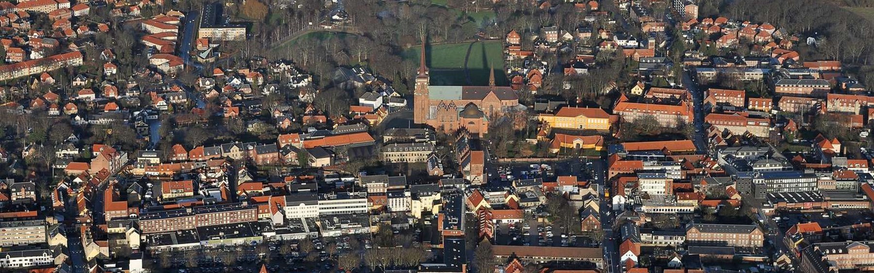 Overbliksbillede over Roskilde Bymidte